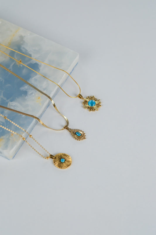 VİNTAGE MİNİMAL BLUE KOLYE