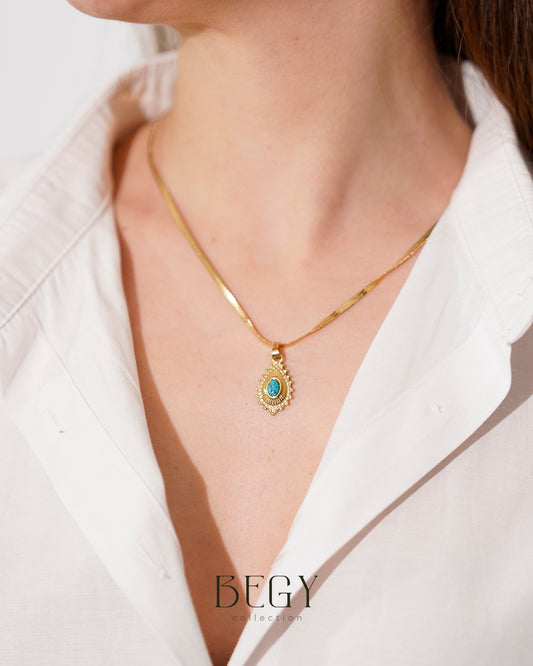 VİNTAGE MİNİMAL BLUE KOLYE