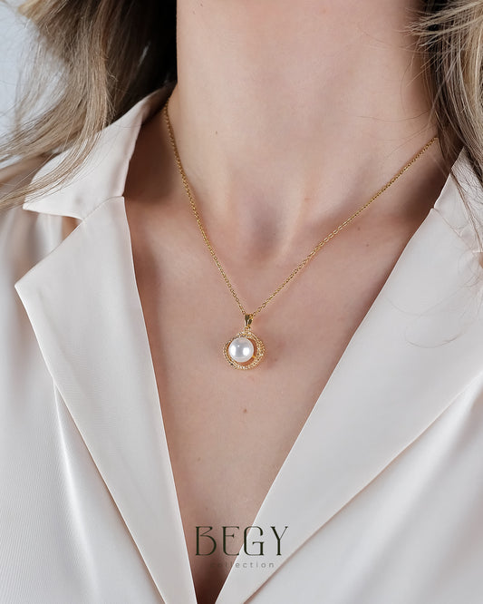 ZİRKON PEARL GOLD KOLYE