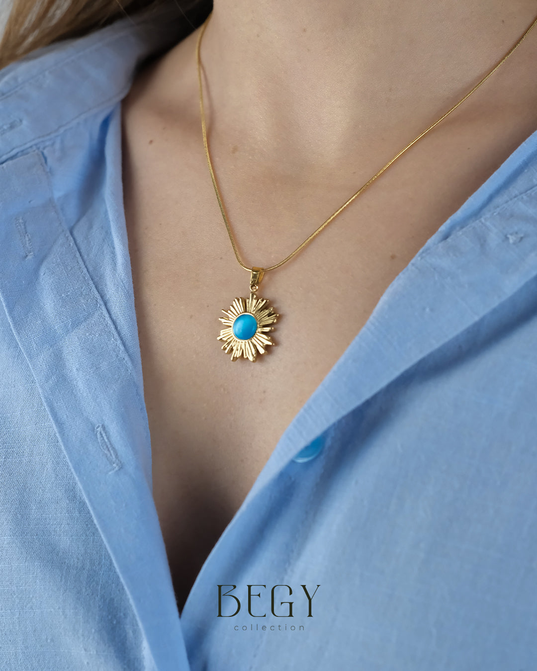 VİNTAGE BLUE SUN KOLYE